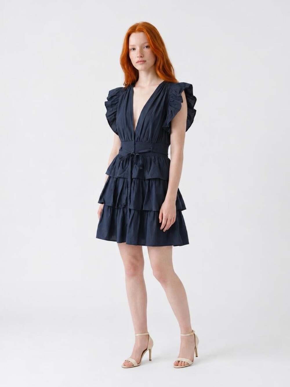 Ulla Johnson navy ruffle dress sz 6